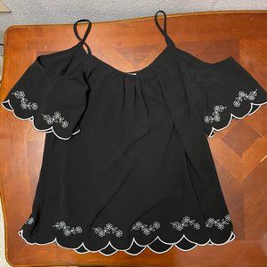 Black Soulmates Blouse with white embroidery